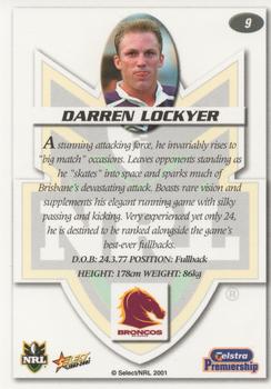 2001 Select Impact #9 Darren Lockyer Back